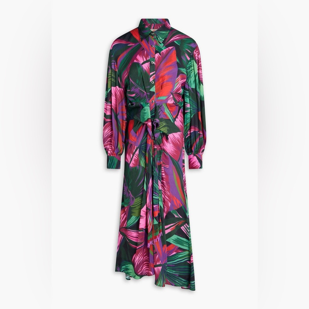 Farm Rio Bead-Embellished Printed Twill Midi Shirt Dress - Picture 3 of 4
